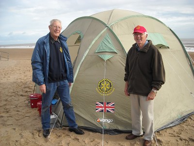 Rotarians David Black and Bud Shields with our ShelterBox