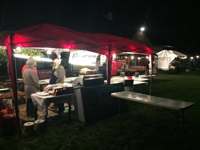 Setting up in the Wind and Rain