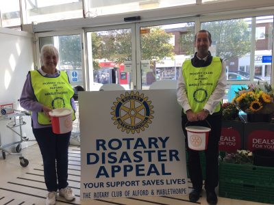 Chris and Kath collecting in Mablethorpe Co-op