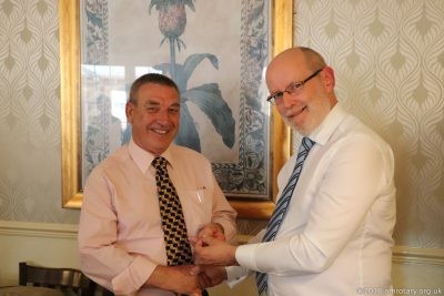 Rotarian Bryan Overall with Club President Nigel Collins