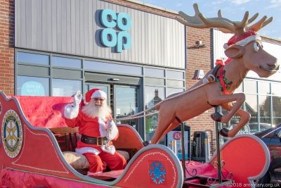 Santa on his sleigh at Sutton Co-op